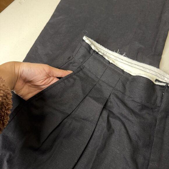 MNG by Mango Black Pleated Trouser Pants Womens 8 Contrast Trim Wide Leg Hi Rise - Picture 7 of 12